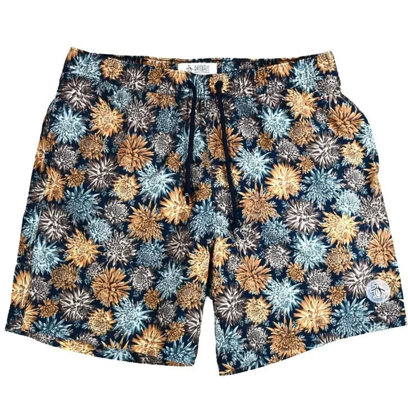 Penguin Mens Sea Urchins Lined Swimming Trunks Sz L Swimwear Volley Shorts Beach - Picture 1 of 11